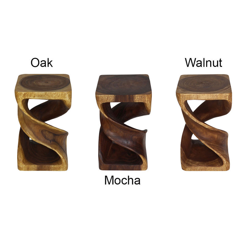 Haussmann Wood Double Twist End Table 12x12x20 in Height Mocha Oil