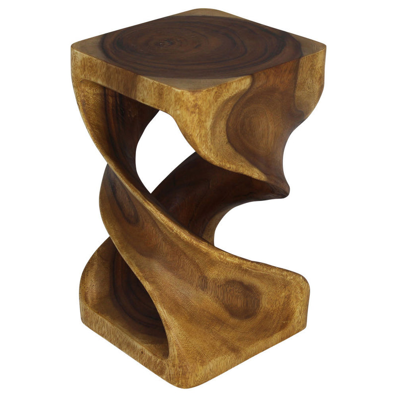 Haussmann Wood Double Twist End Table 12x12x20 in Height Oak Oil
