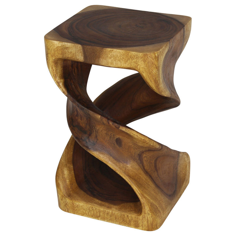 Haussmann Wood Double Twist End Table 12x12x20 in Height Oak Oil