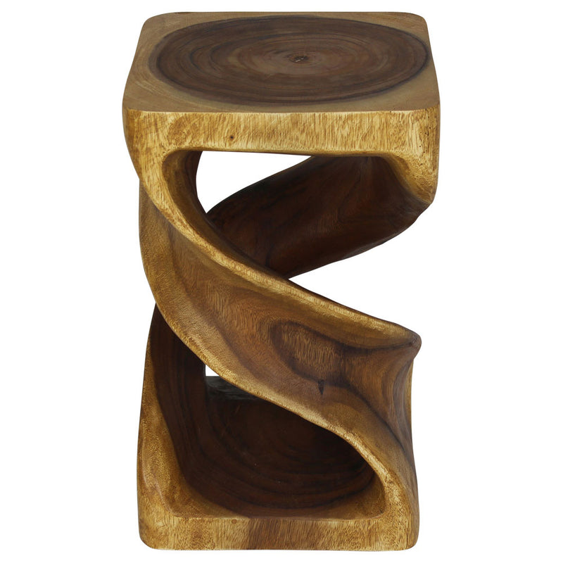 Haussmann Wood Double Twist End Table 12x12x20 in Height Oak Oil