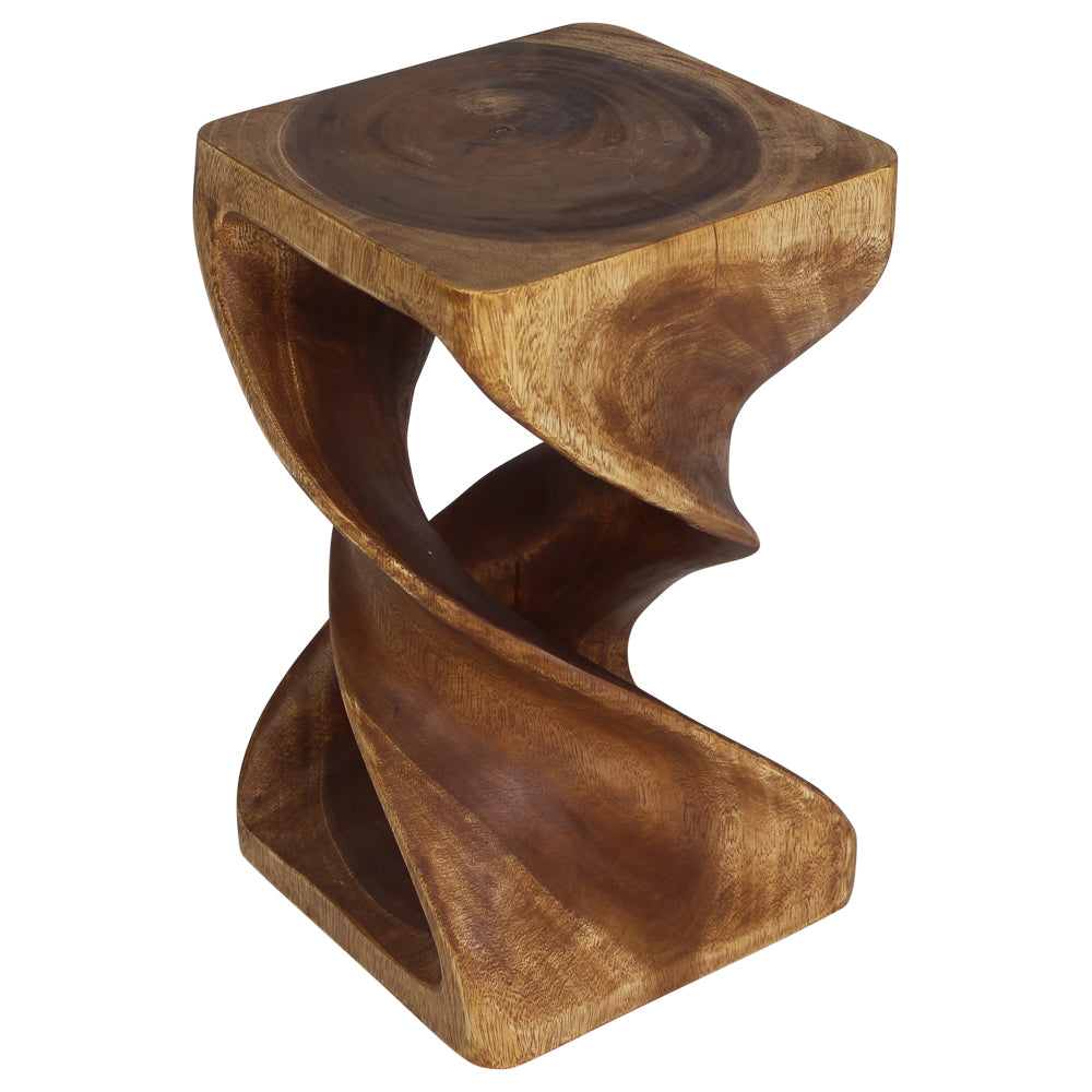 Haussmann Double Twist Pedestal Side Table, Walnut, 12 x 12 x 20 in H