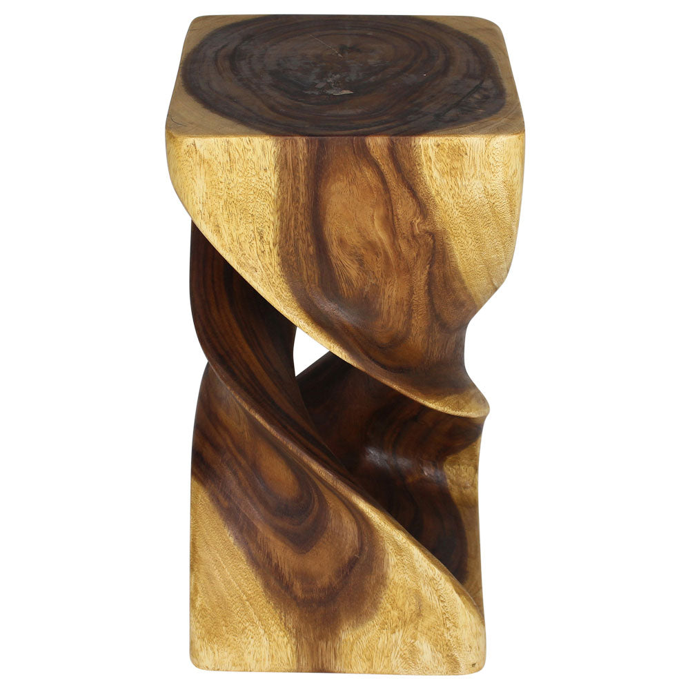 Haussmann Double Twist Pedestal Side Table, Oak, 12 x 12 x 23 in H