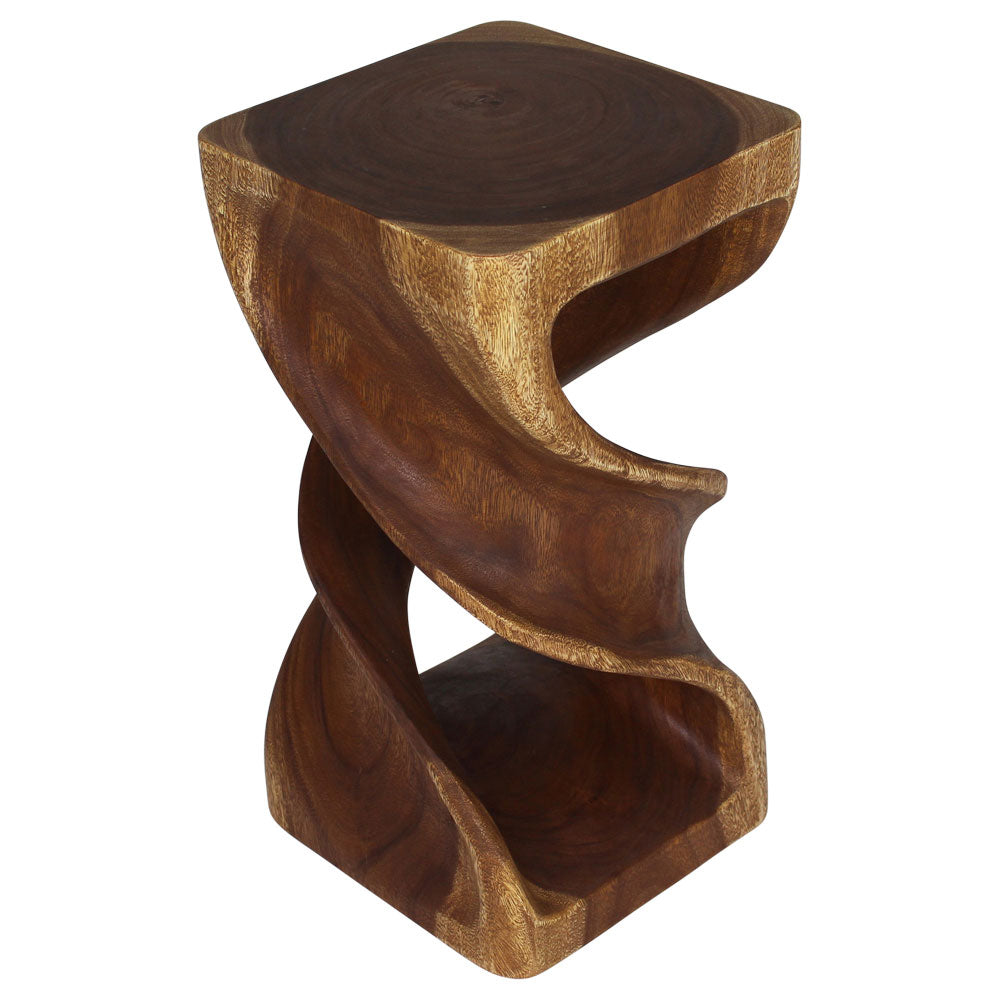 Haussmann Double Twist Pedestal Side Table, Walnut, 12 x 12 x 23 in H