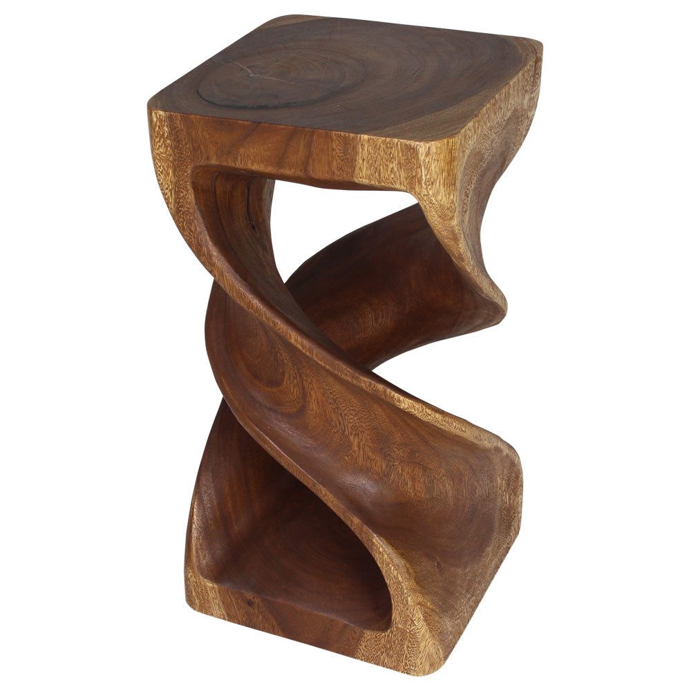 Haussmann Double Twist Pedestal Side Table, Walnut, 12 x 12 x 23 in H