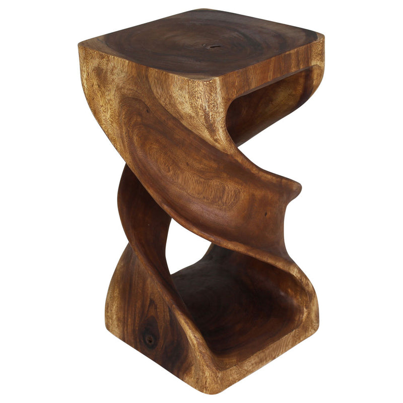 Haussmann Wood Double Twist End Table 14x14x26 in Height Walnut Oil