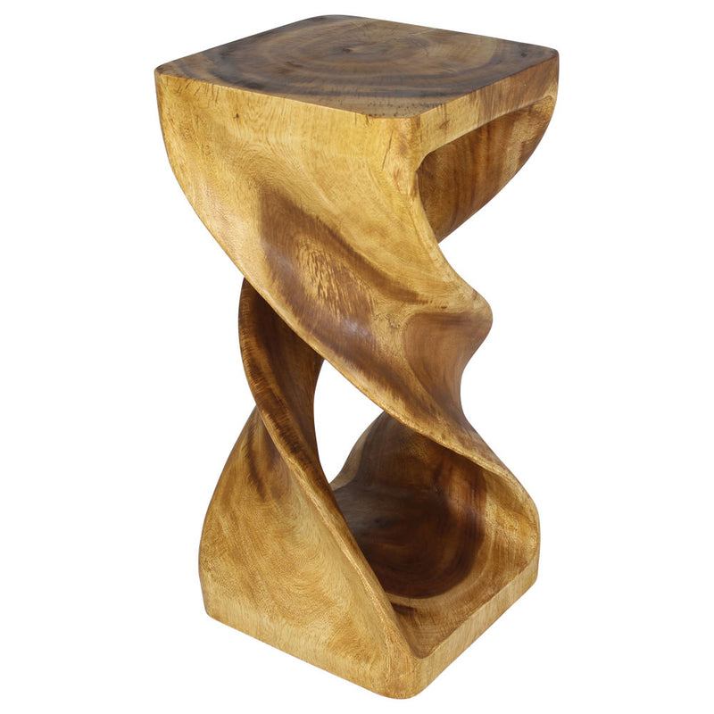 Haussmann Wood Double Twist End Table 14x14x30 in Height Oak Oil