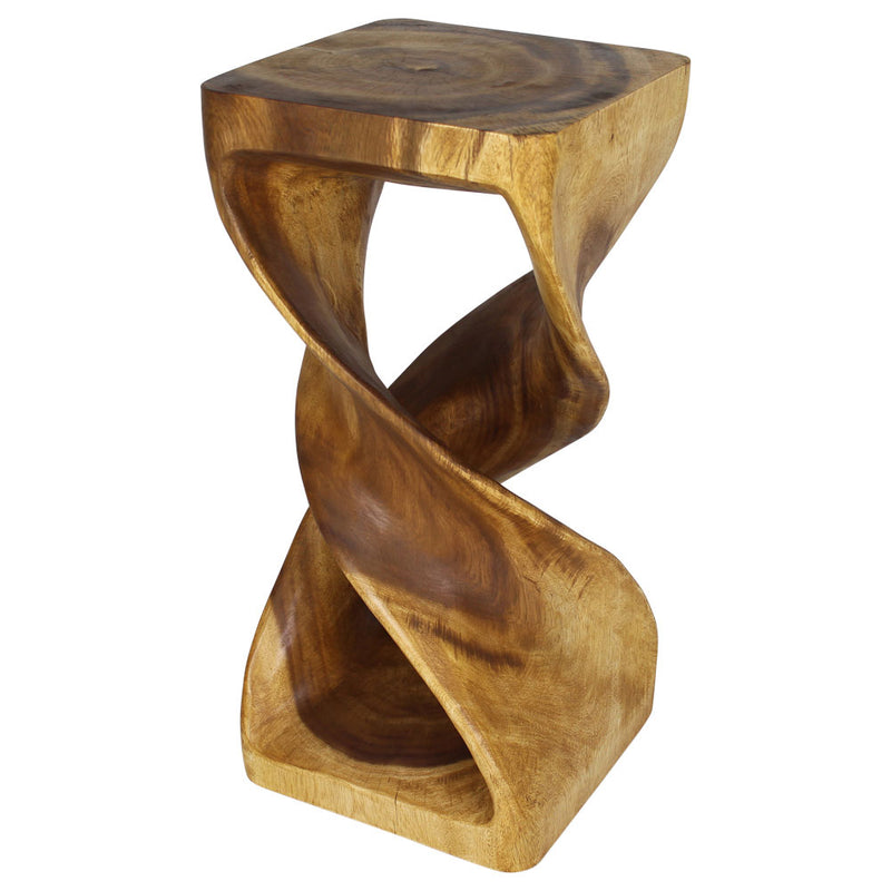 Haussmann Wood Double Twist End Table 14x14x30 in Height Oak Oil