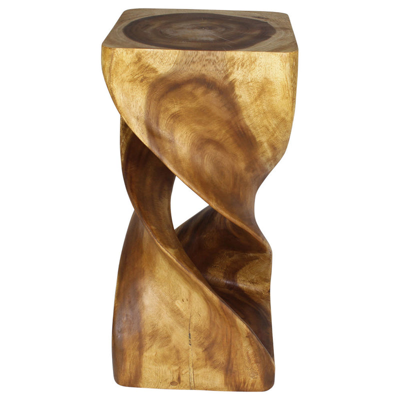 Haussmann Wood Double Twist End Table 14x14x30 in Height Oak Oil