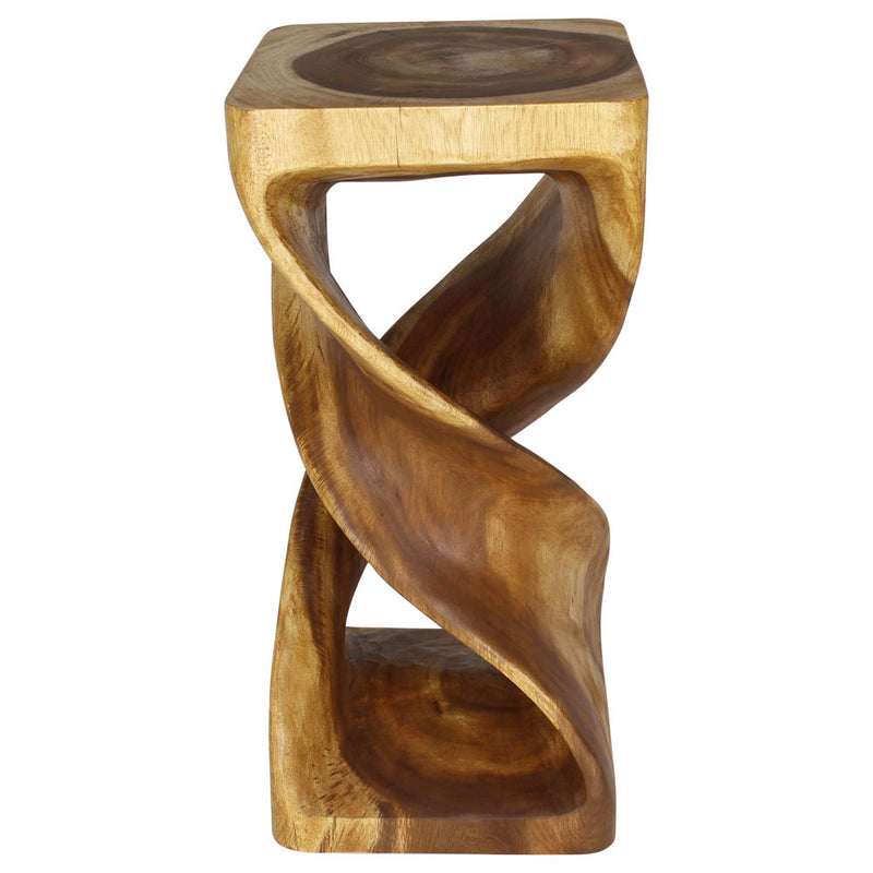 Haussmann Wood Double Twist End Table 14x14x30 in Height Oak Oil