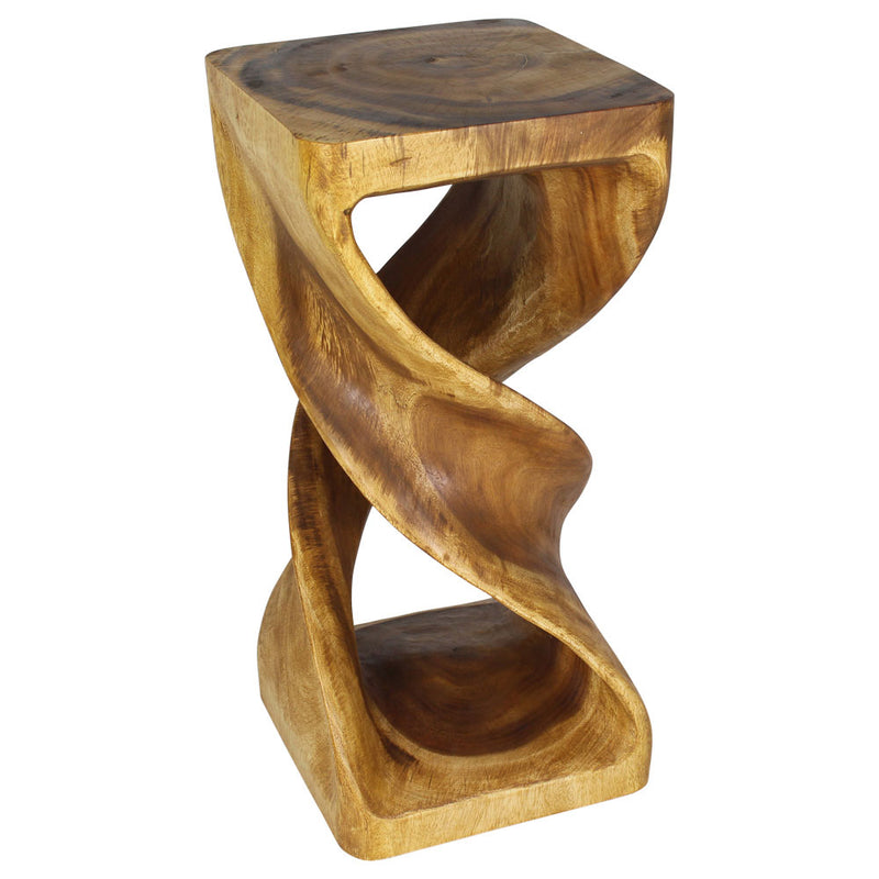 Haussmann Wood Double Twist End Table 14x14x30 in Height Oak Oil