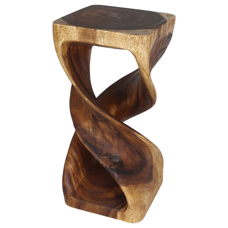 Haussmann Wood Double Twist End Table 14x14x30 in Height Walnut Oil