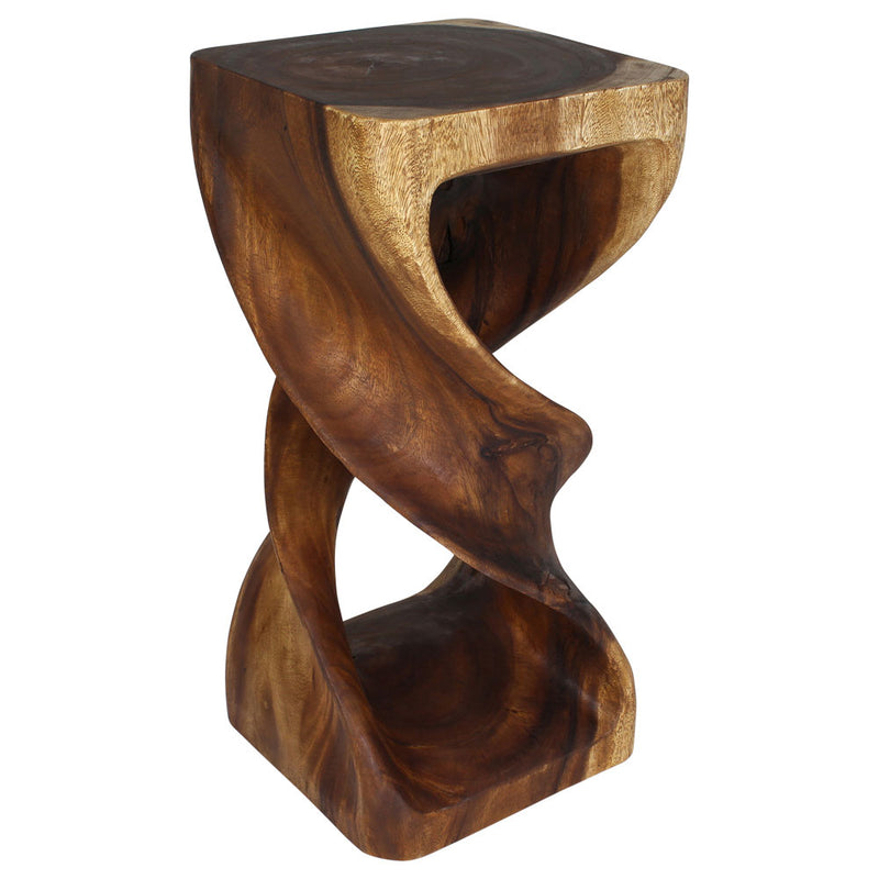 Haussmann Wood Double Twist End Table 14x14x30 in Height Walnut Oil