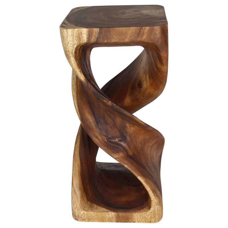 Haussmann Wood Double Twist End Table 14x14x30 in Height Walnut Oil