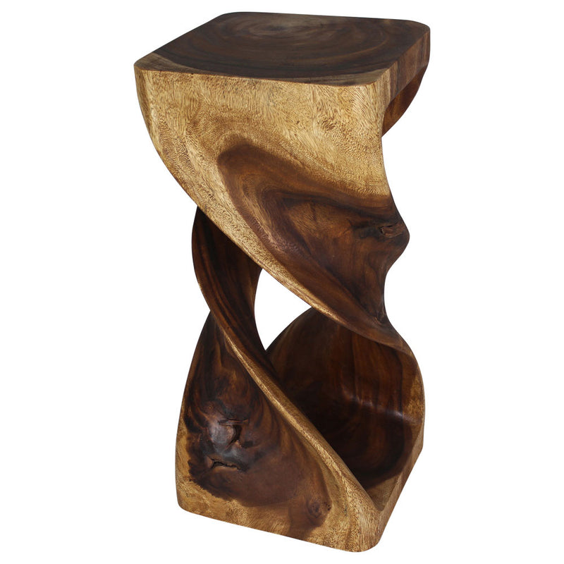 Haussmann Wood Double Twist End Table 14x14x30 in Height Walnut Oil