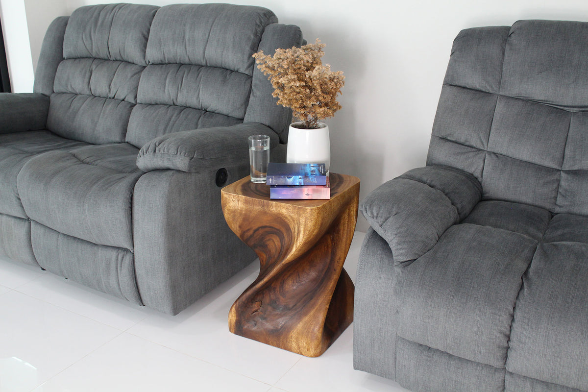 Haussmann Big Twist Pedestal Table, Walnut, 14 x 14 x 20 in H