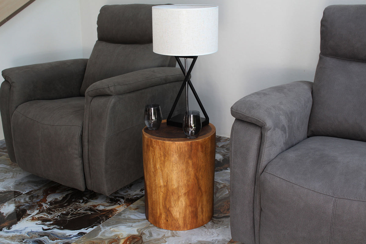 Haussmann Natural Stump Pedestal Table, Walnut, 11 in dia x 18 in H