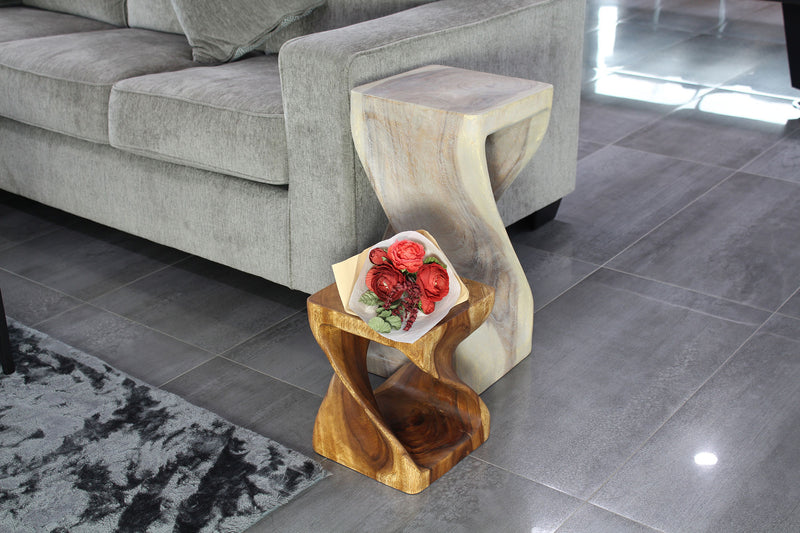 Haussmann Original Wood Twist End Table 10x10x12 in Height Antique Oak Oil