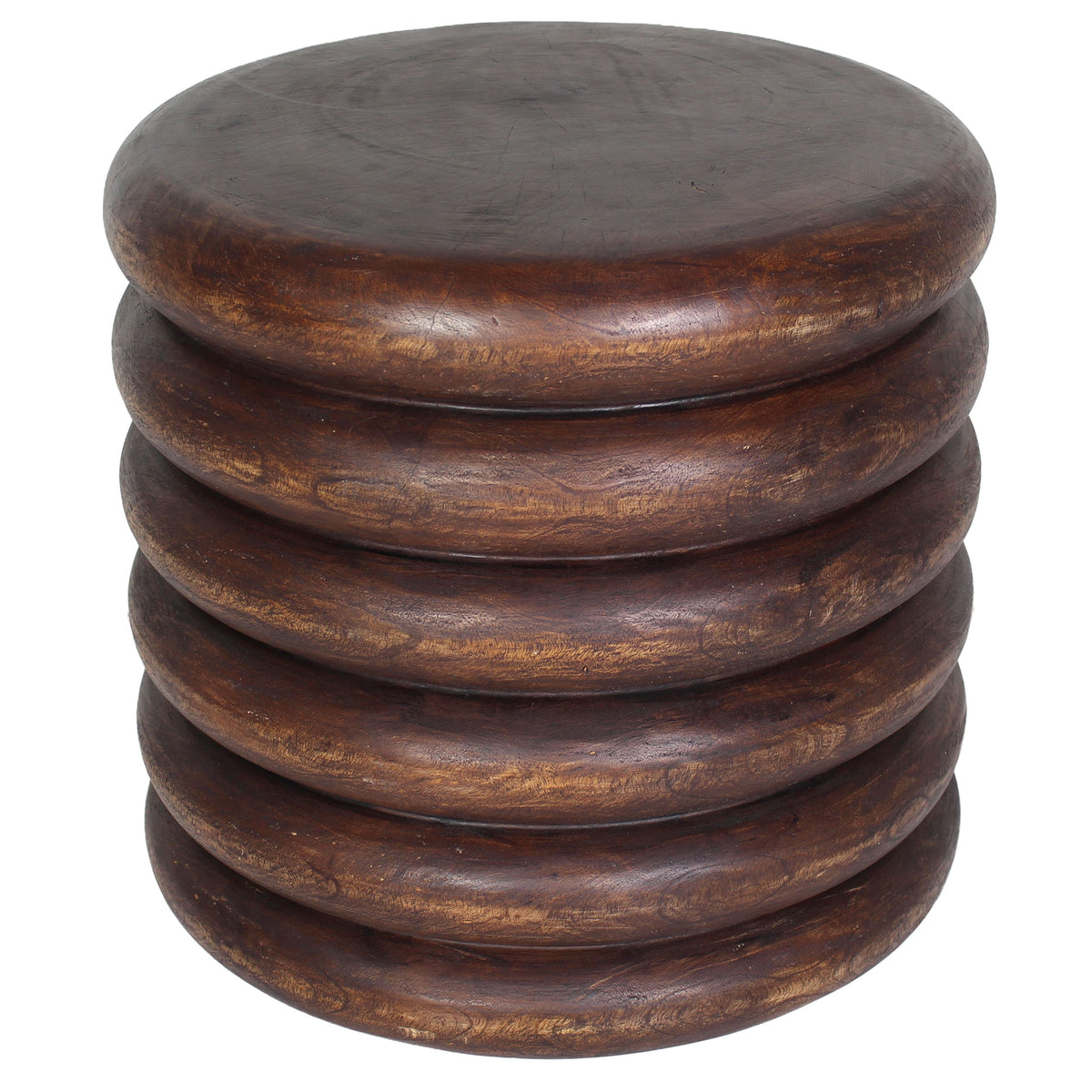 Haussmann Stacked Rings Solid Wood End Table - 20 in dia x 18 in H - Mocha