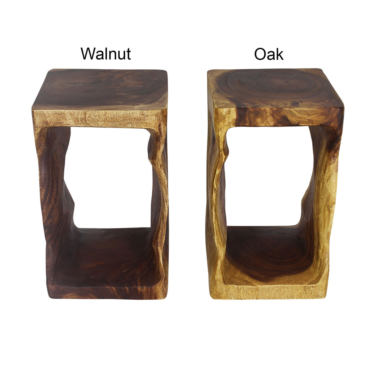 Haussmann Solid Wood Natural Sculptural Table, Walnut, 12 x 12 x 20 in H
