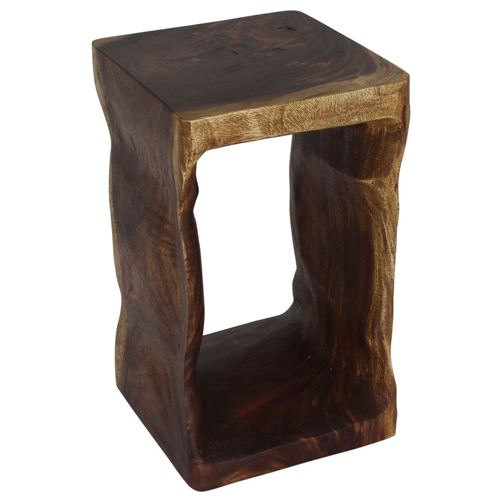 Haussmann Solid Wood Natural Sculptural Table, Walnut, 12 x 12 x 20 in H