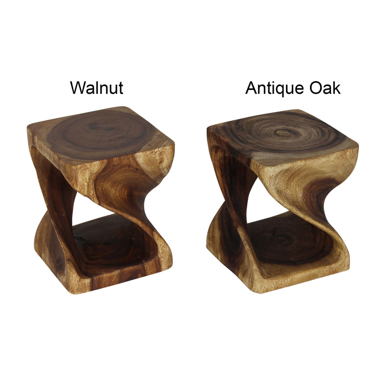 Haussmann Original Wood Twist End Table 10x10x12 in Height Antique Oak Oil