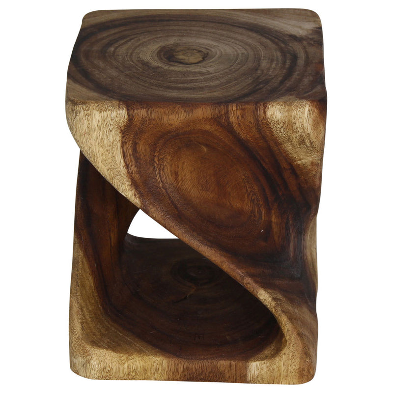 Haussmann Original Wood Twist End Table 10x10x12 in Height Antique Oak Oil