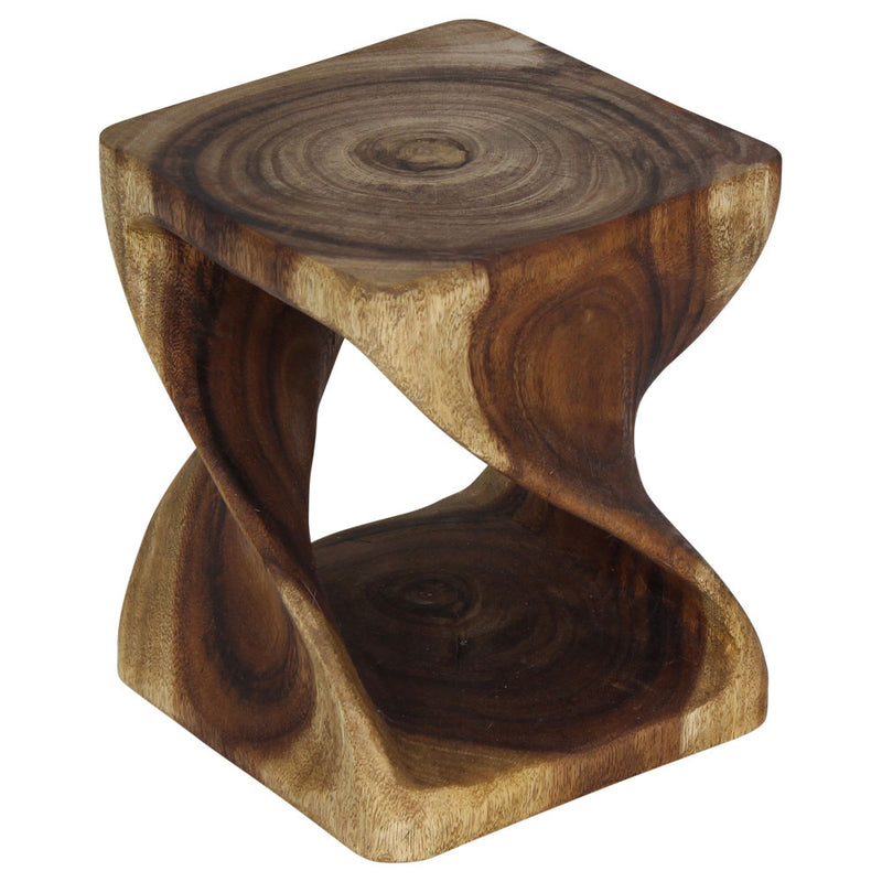 Haussmann Original Wood Twist End Table 10x10x12 in Height Antique Oak Oil