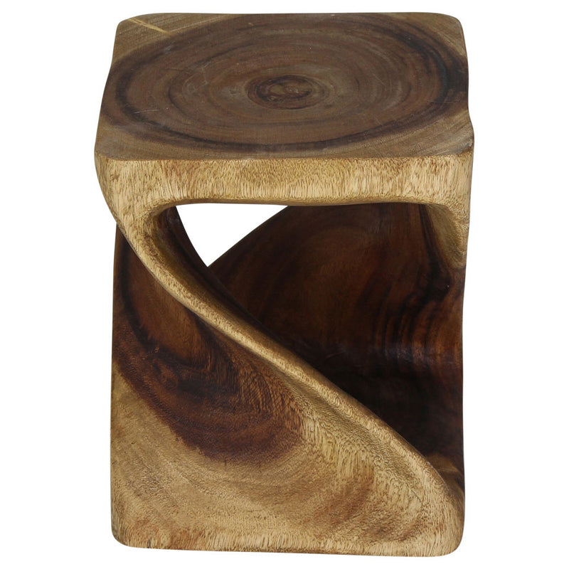 Haussmann Original Wood Twist End Table 10x10x12 in Height Antique Oak Oil