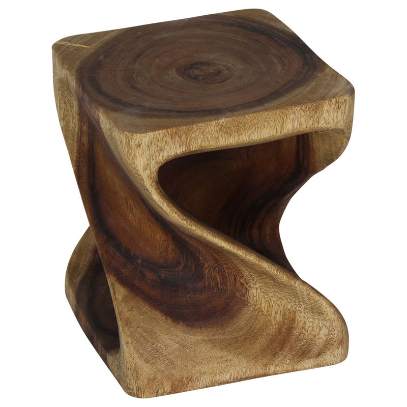 Haussmann Original Wood Twist End Table 10x10x12 in Height Antique Oak Oil