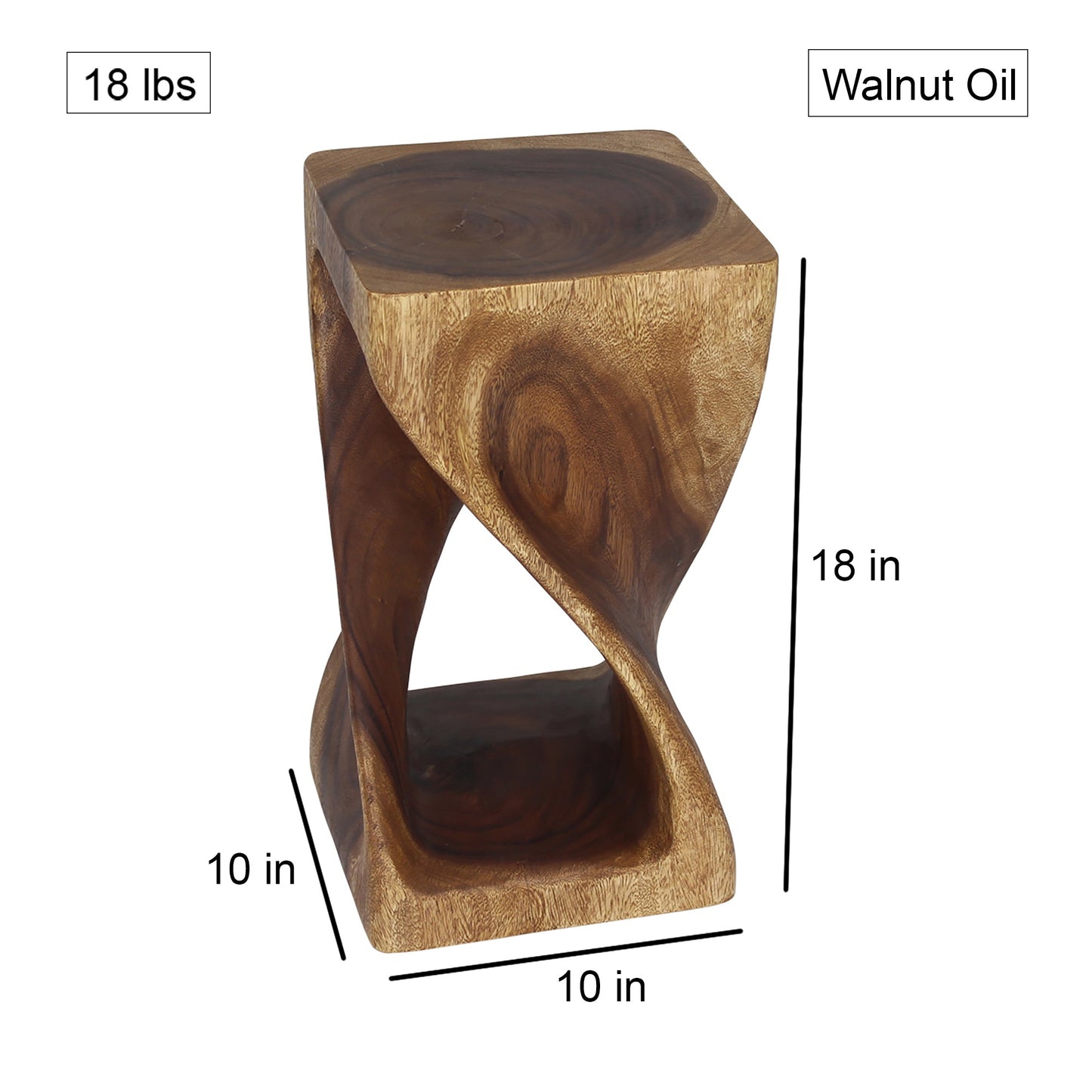 Haussmann® Original Wood Twist Stool 10 X 10 X 18 In High Walnut Oil