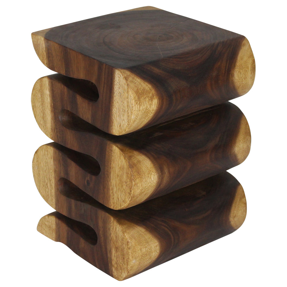 Haussmann Wave Verve Sculptural Snake Accent Table, Oak, 14 x 14 x 20 in H