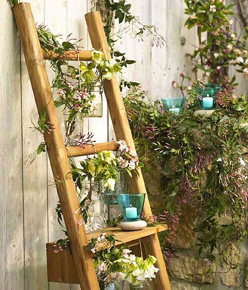 Haussmann Teak Teak Towel Ladder 18 x 64 in Height Adj Shelf Teak Oil