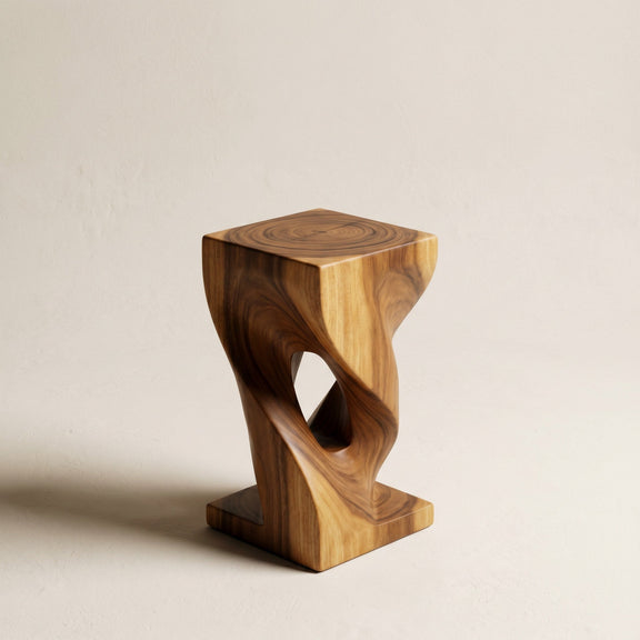 Original twist pedestal side table, walnut, studio hero