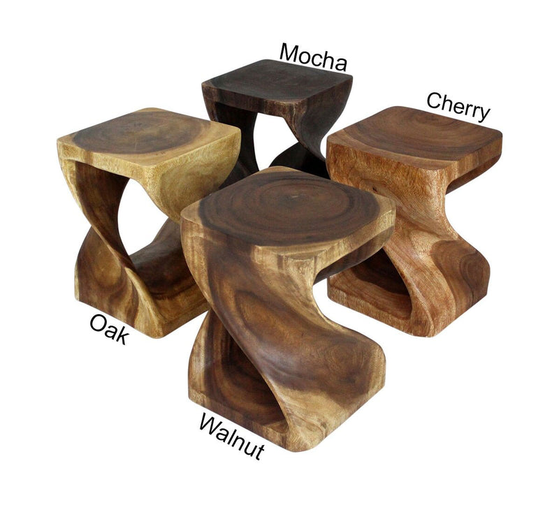 Haussmann® Wood Twist End Table 15 x 15 x 20 in H Mocha Oil