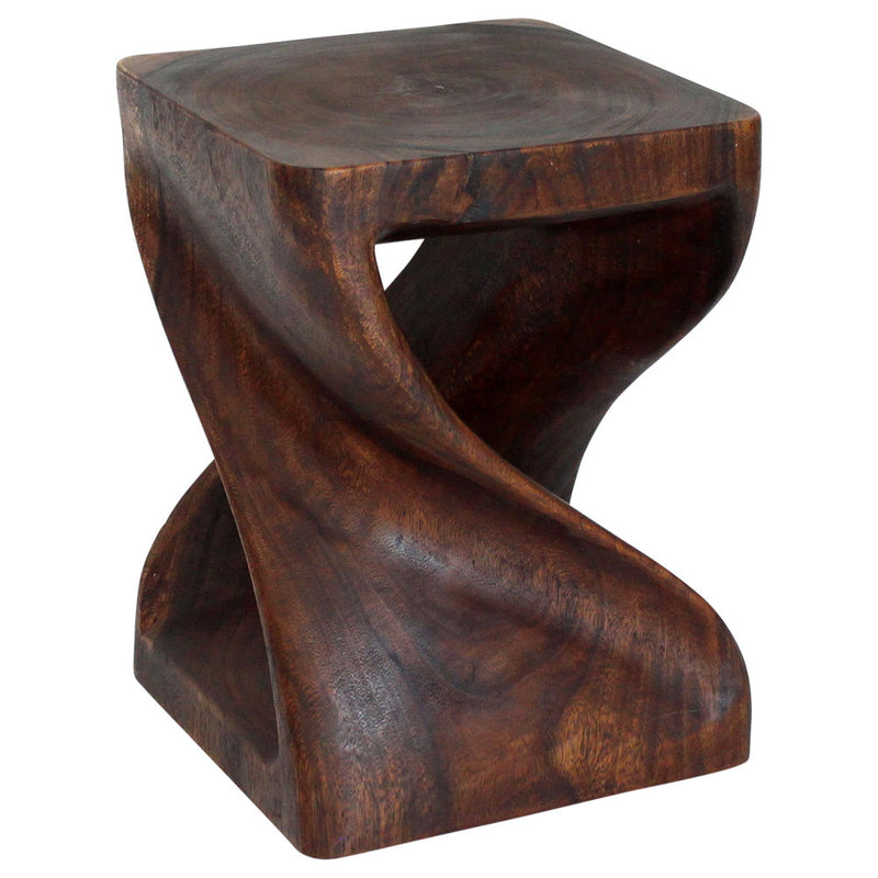 Haussmann® Wood Twist End Table 15 x 15 x 20 in H Mocha Oil