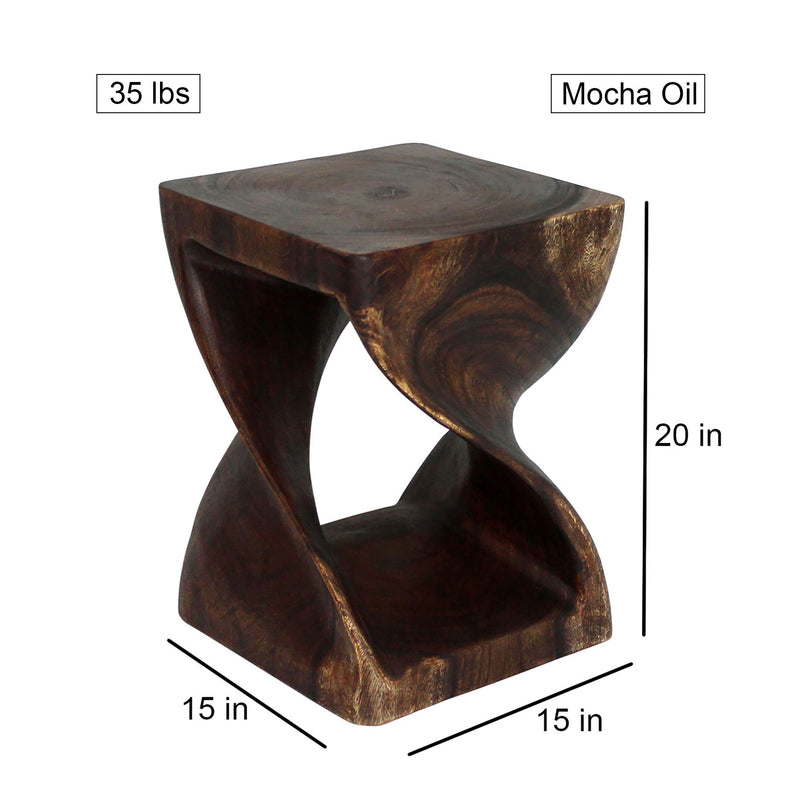 Haussmann® Wood Twist End Table 15 x 15 x 20 in H Mocha Oil