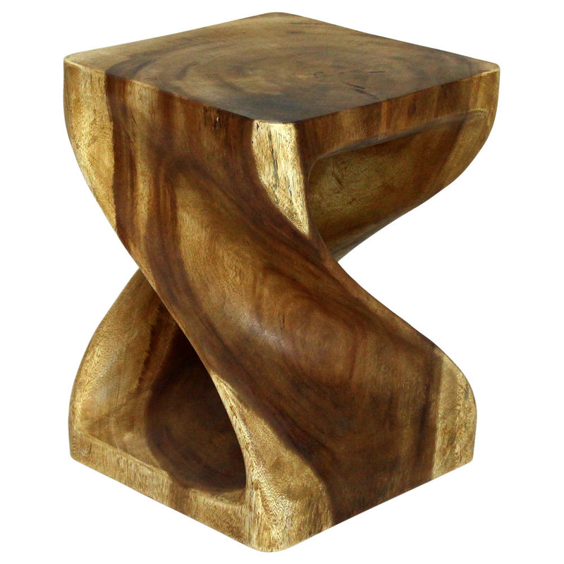 Haussmann® Wood Twist End Table 15 x 15 x 20 inch High Oak Oil