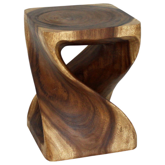 Image Haussmann Wood Twist End Table 15x15x20 in Height Walnut Oil