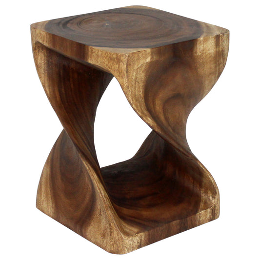 Haussmann® Wood Twist End Table 15 x 15 x 20 inch High Walnut Oil