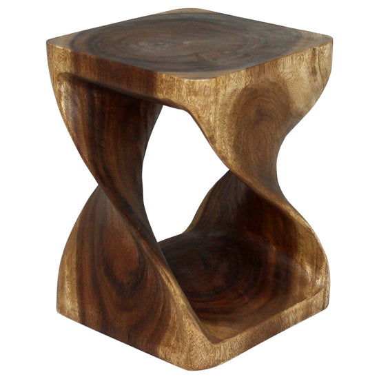 Haussmann® Wood Twist End Table 15 x 15 x 20 inch High Walnut Oil ...