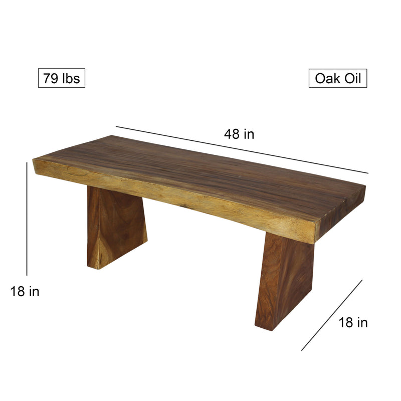 Haussmann Wood Natural Edge Bench 48 in x 18 x 18 in H KD Oak Oil