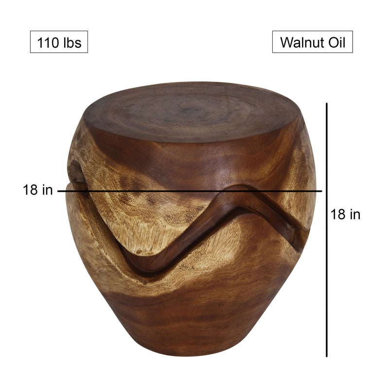 Haussmann® Wood Barrel Puzzle Drum Table 18 DIA x 18 inch High Walnut Oil