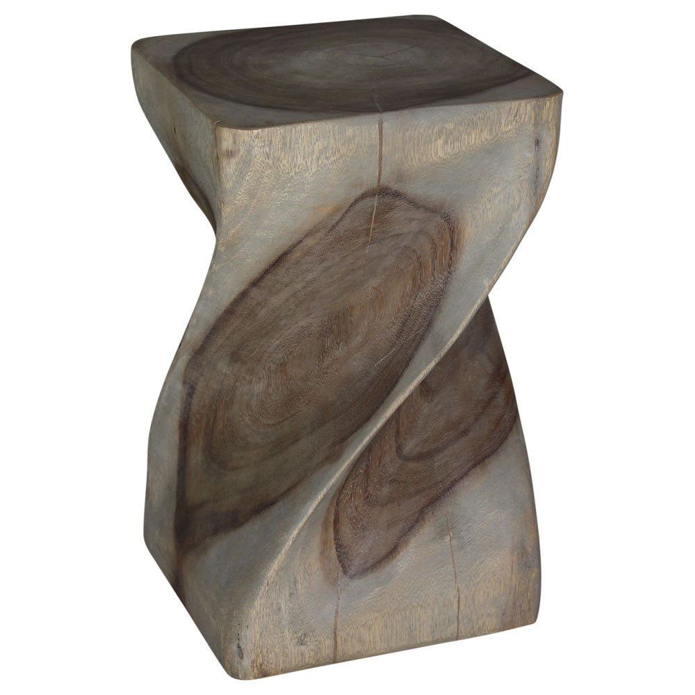 Haussmann Big Twist Pedestal Table, Grey, 12 x 12 x 20 in H