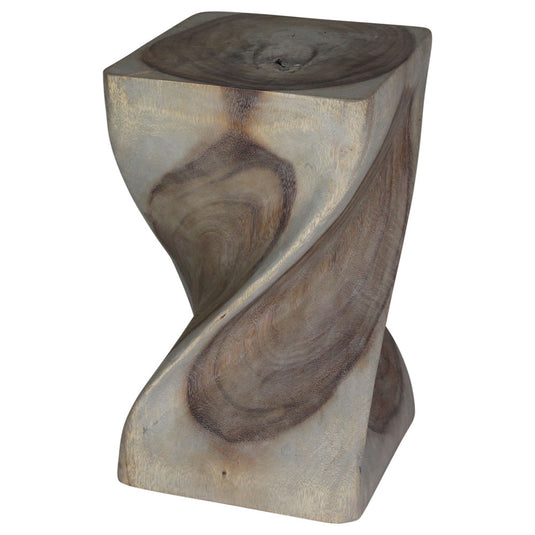 Image Haussmann Big Twist Wood End Table 12 in SQ x 20 in Height Grey Oil