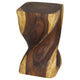 Big Twist Wood Stool Accent Table 12 in SQ x 20 in H Oak Oil