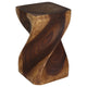 Big Twist Wood Stool Accent Table 12 in SQ x 20 in H Walnut Oil