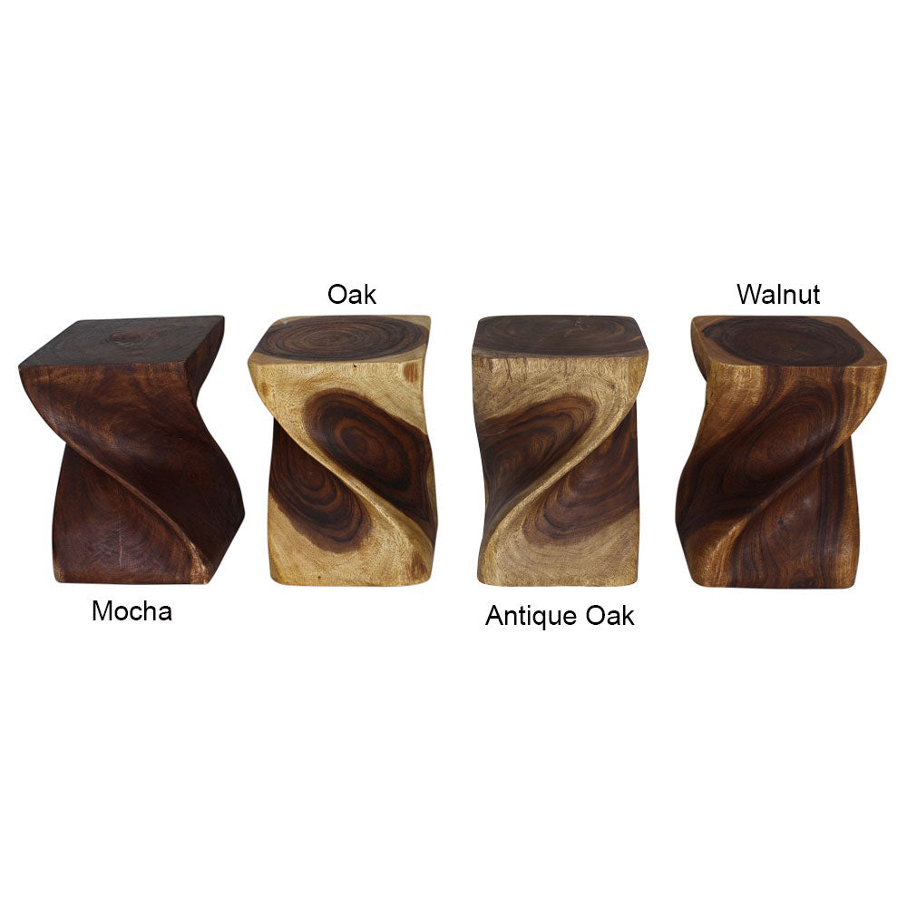 Haussmann Big Twist Pedestal Table, Walnut, 14 x 14 x 20 in H
