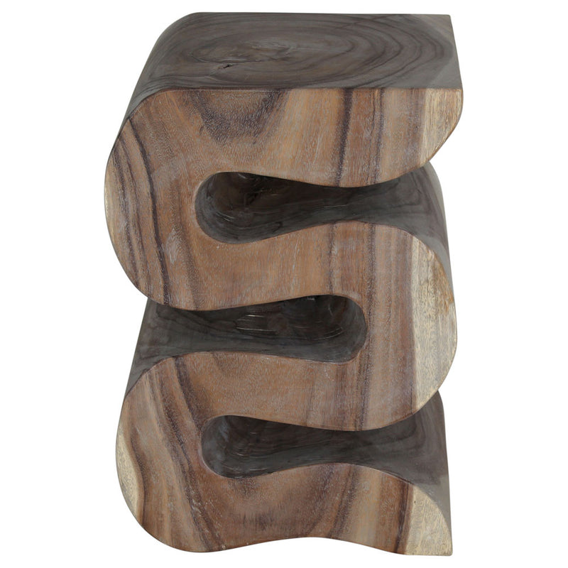 Haussmann® Wood BIG Wave Verve Accent Snake Table 14 x 14 x 20 in H Agate Grey Oil