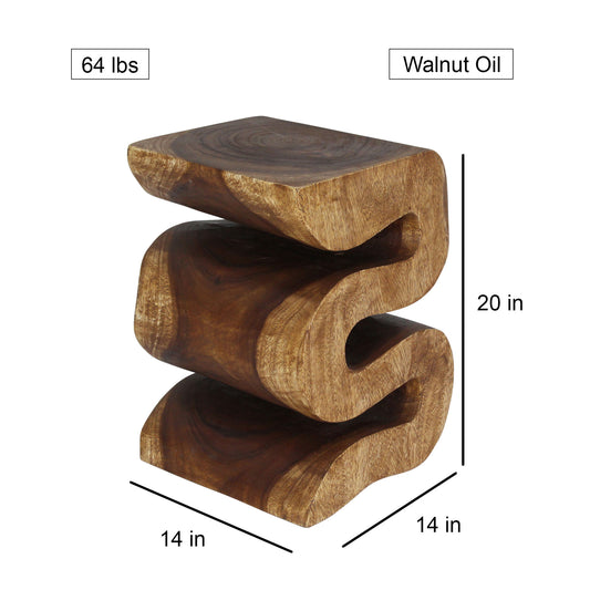 Haussmann® Wood BIG Wave Verve Accent Snake Table 14 x 14 x 20 in H Walnut Oil