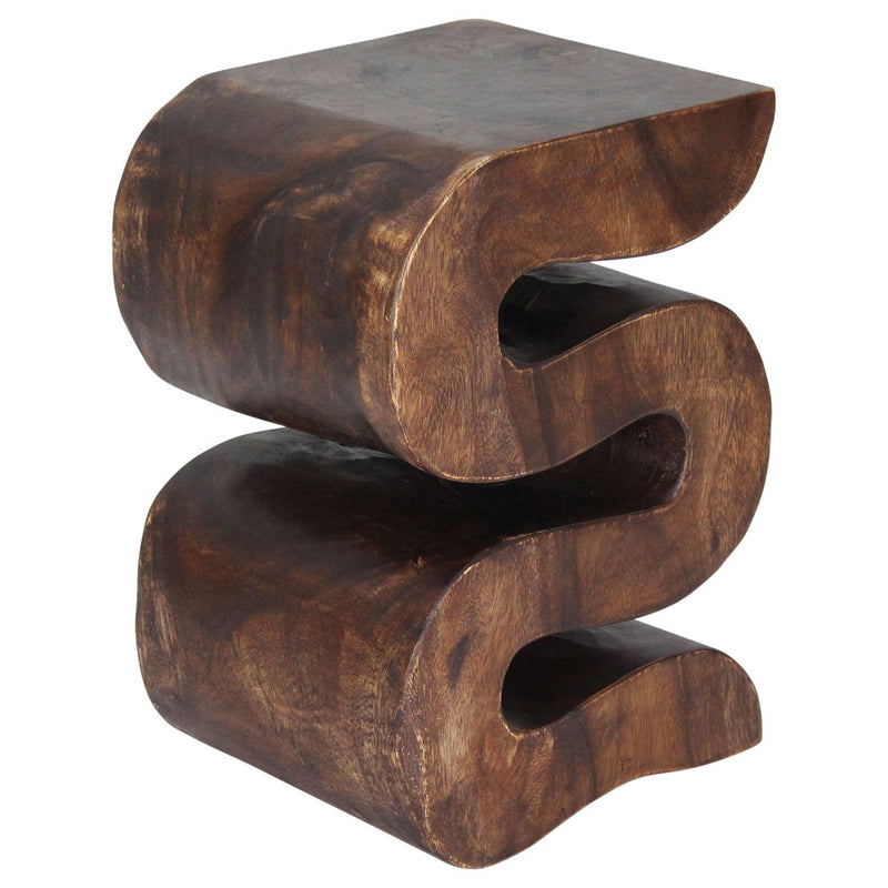 Haussmann® Wood BIG Wave Verve Accent Snake Table 12 x 14 x 20 in H Mocha Oil